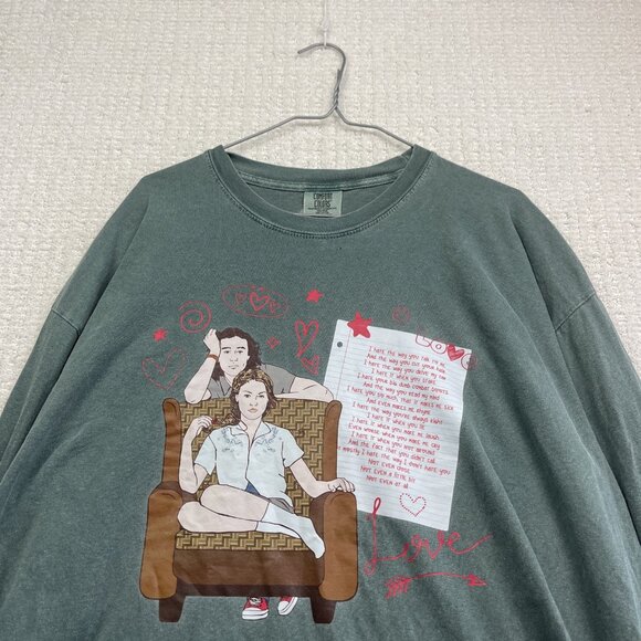 VTG 10 Things I Hate About You T-Shirt Movie Promo Tee Heath Ledger Faded Green* - Picture 2 of 14